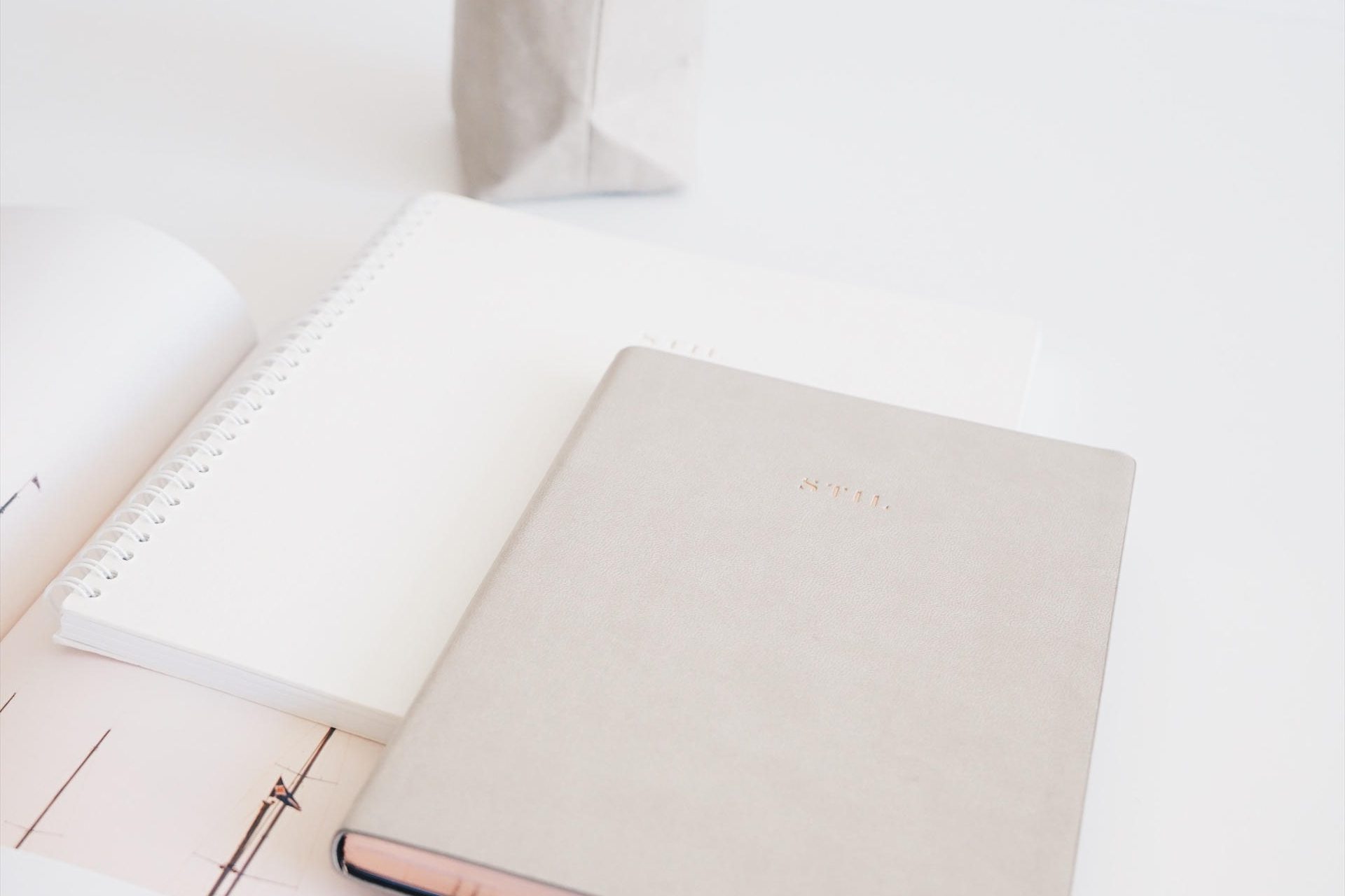 My set for work: notebooks and a diary